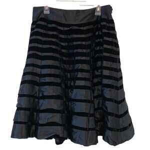 Carmen Marc Valvo Satin & Velvet Black Full Skirt